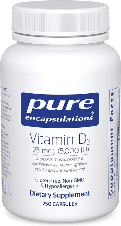 Pure Encapsulations Vitamin D3 125 mcg (5,000 IU) 250 Capsules