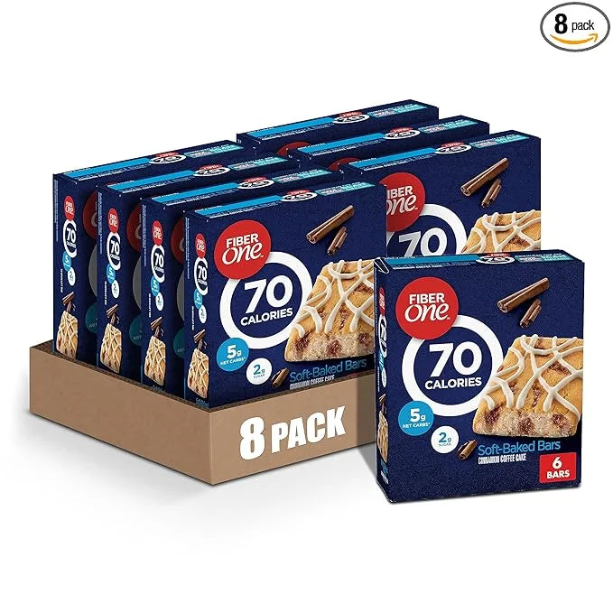 Fiber One 70 Calorie Soft-Baked Bars, Cinnamon Coffee Cake, 6 Bars, 5.34 oz (Pack of 8) - Product Image