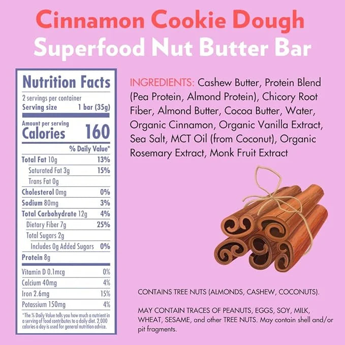 B.T.R. Bar Superfood Keto Protein Bars, Plant Based Vegan Protein, Low Carb, Low Calorie, Gluten Free, No Sugar Alcohols, ...