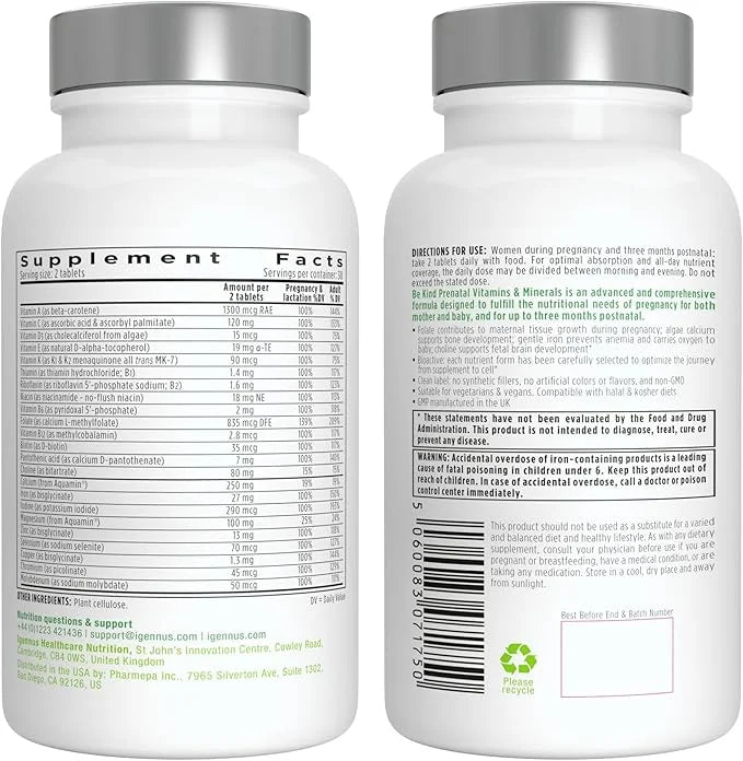 Methylated Prenatal Multivitamin, Folate for MTHFR, 6 x 60 Tablets,