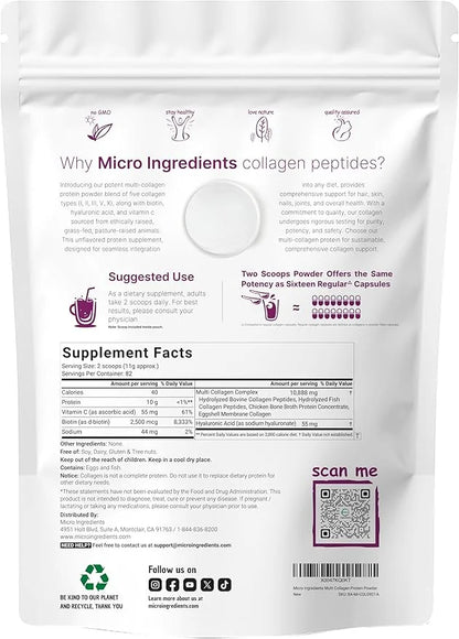 Micro Ingredients Multi Collagen Protein Powder, 2 Pounds