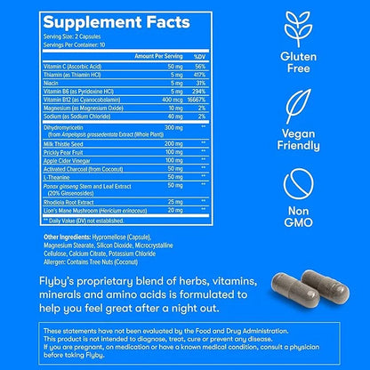 Flyby Recovery Supplement - All The Hang, Without The Over!™ - with Milk Thistle, Vitamin C, Activated Charcoal, and Apple...