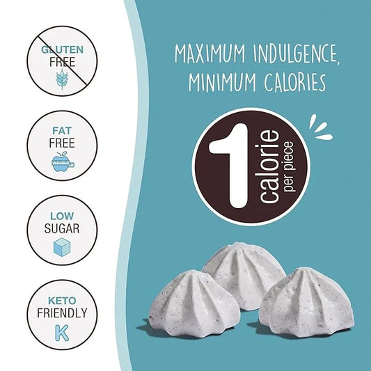 Don't Worry Keto Friendly Meringue Cookies - Cookies & Cream, Only 1 Calorie per piece!, Healthy Candy, Gluten Free Snacks...