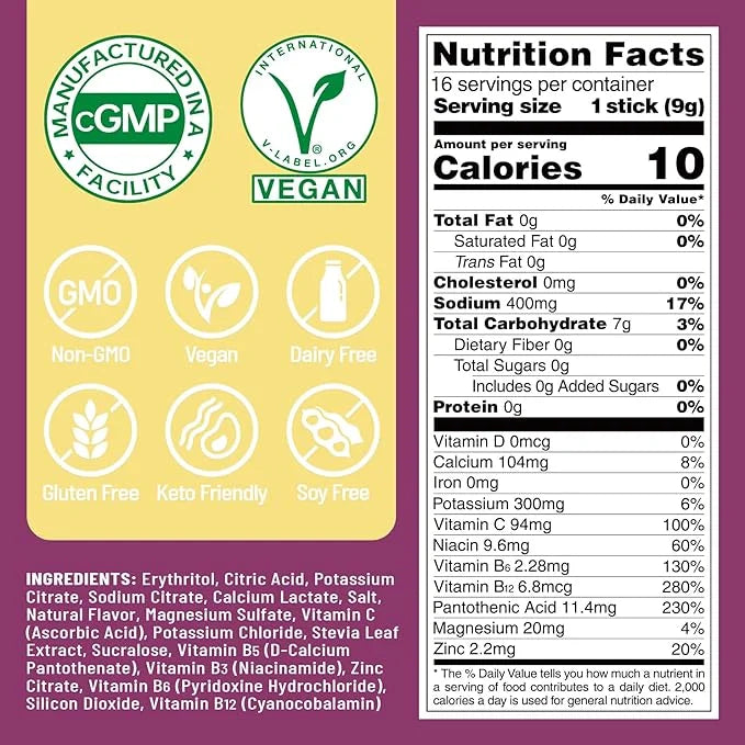 Venture Pal Sugar Free Electrolyte Powder Packets - Liquid Daily IV Drink Mix for Rapid Hydration & Party Recovery | 5 Vit...