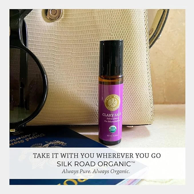Organic Clary Sage Essential Oil Roll On, 100% Pure USDA Certified Aromatherapy for PMS, Stress & Mental Clarity - 10 ml R...