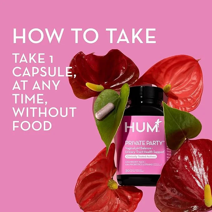 HUM Private Party - Vaginal Probiotics for Women's Health, pH Balance Supplement, and Urinary Tract Support with Cranberry...