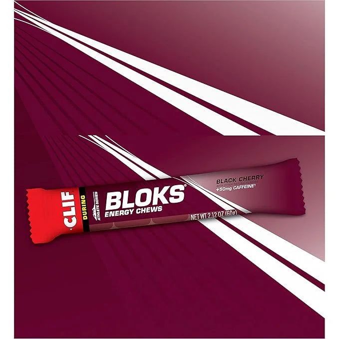 CLIF BLOKS - Black Cherry Flavor with Caffeine - Energy Chews - Non-GMO - Plant Based - Fast Fuel for Cycling and Running ...