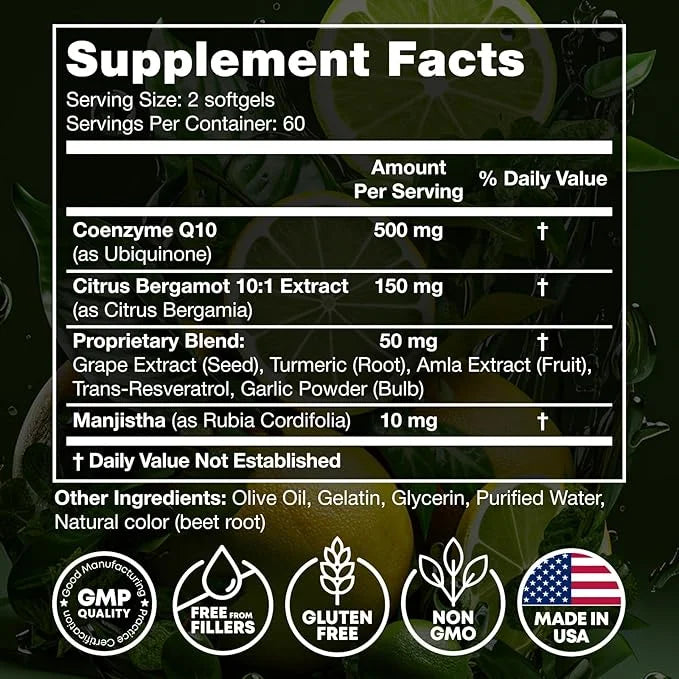 High Absorption CoQ10 500MG 10 Supplement 120 Softgels CoQ10 Nutritional Q10 - coq10 400mg 400mg softgels