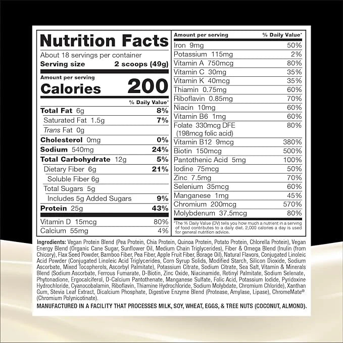 Naturade Plant-Based Weight Loss Shake, 25g 6g Dietary 18 Servings