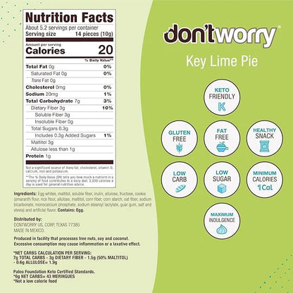 Don't Worry Meringue Cookies Keto Friendly - 8 Pack - 4 Pcs Cookies&Cream and 4 Pcs Lemon Pay, Only 1 Calorie per piece!, ...