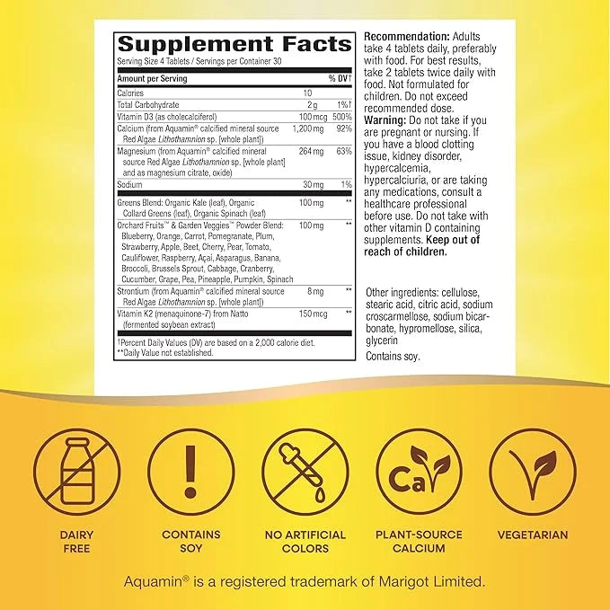 Nature's Way Alive! Calcium Max Absorption, D3 & K2, Magnesium, 120 Tablets