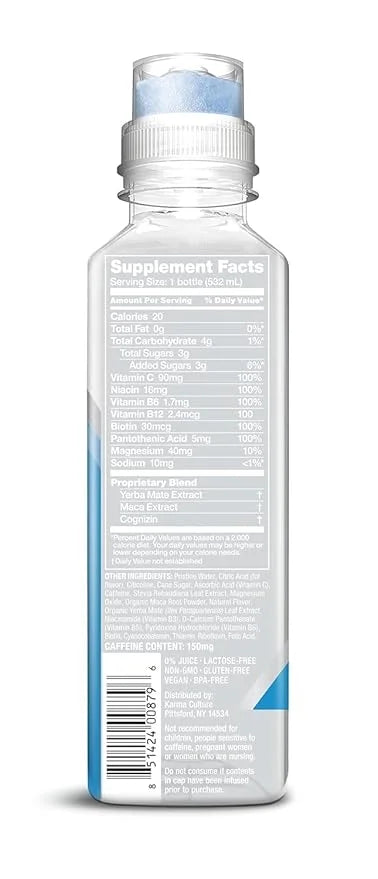 Karma Natural Energy Drink - 12 Pack, Blueberry Watermelon Caffeinated Water - Clean Focus & Energy Boost - Product Image