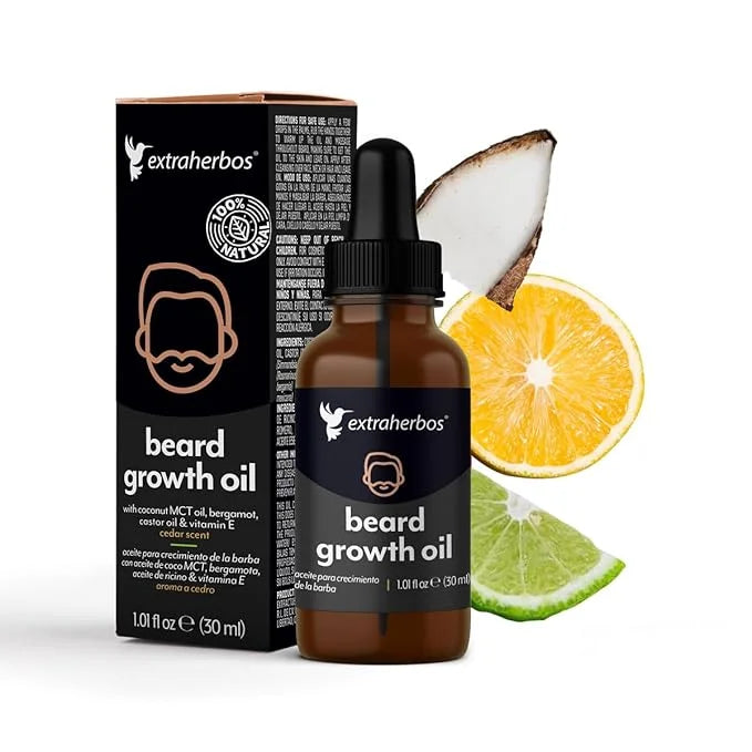 Beard and Skin Oil 30ml - 100% Natural and Organic with MCT Coconut, Bergamot, Vitamin E - Stimulates Growth, Deep Hydrati...