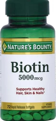 Nature's Bounty Biotin, Vitamin Supplement, Supports 5000 mcg, 72 Softgels