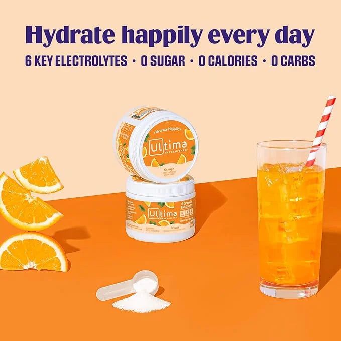 Ultima Replenisher Daily Electrolyte Powder Drink Mix – Orange, 30 Servings – Hydration Powder with 6 Key Electrolytes and...