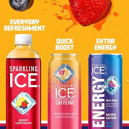 Sparkling Ice, Berry Lemonade Sparkling Water, Zero Sugar Flavored Water, with Vitamins and Antioxidants, Low Calorie Beve...
