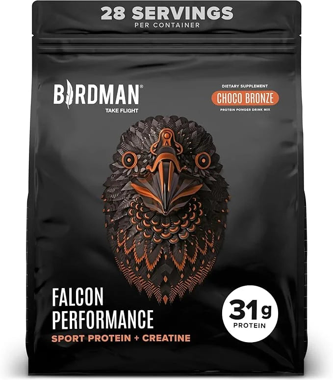 Birdman Falcon Performance Vegan Protein Powder, 31g Protein, 5g Creatine, 5g BCAA, Probiotics, Electrolytes, Pre Workout,...