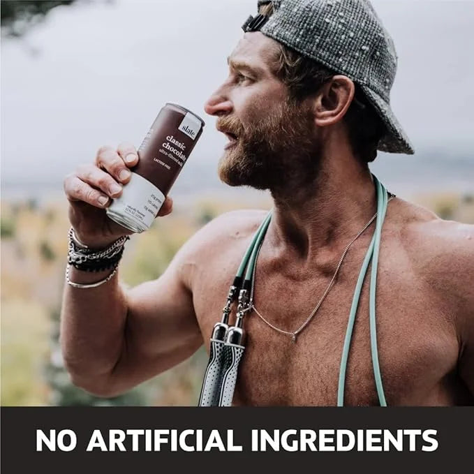 Slate Milk - High Protein Milk Shake - Classic Chocolate - Lactose Free, 20g Protein, 1g Sugar, 100 Calories, 2g Net Carbs...
