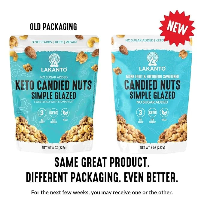 Lakanto Candied Nuts Simple Glazed - No Sugar Added, Sweetened with Monk Fruit, 3 Net Carbs, Keto Diet Friendly, Vegan, On...