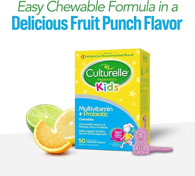 Culturelle Kids Complete Chewable Multivitamin + Probiotic For Kids, Ages 3+, 50 Count, Digestive Health, Oral Health & Im...