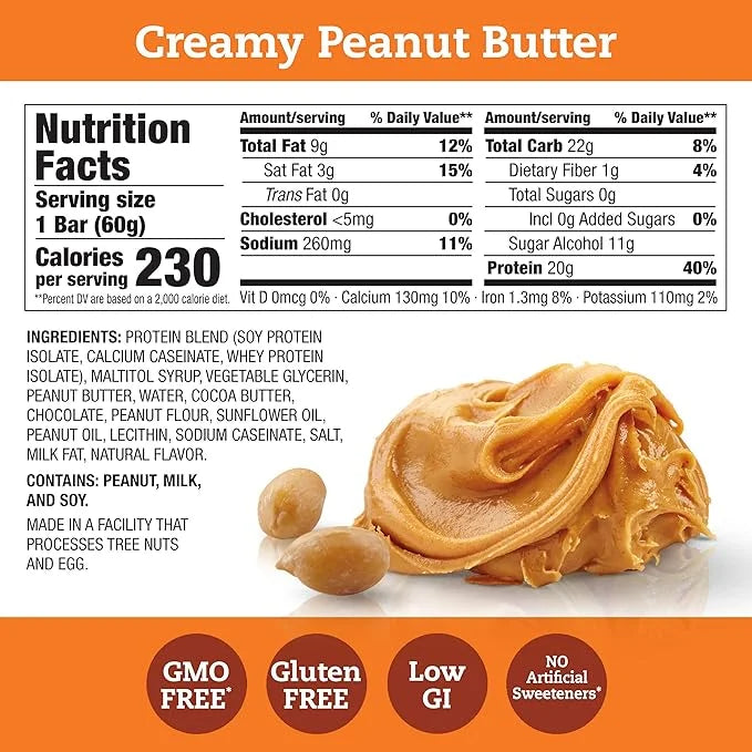 Think! Protein Bars, High Protein Snacks, Gluten Free, Sugar Free Energy Bar with Whey Protein Isolate, Creamy Peanut Butt...