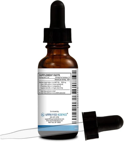 Approved Science® MCT Oil - Pure Medium-Chain Triglyceride (MCT) Oil derived from Coconuts with Caprylic Acid (C8) and Cap...