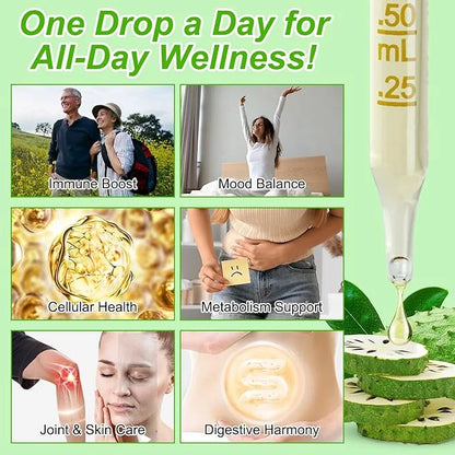 (2 Pack) Soursop Graviola Liquid Drop, Nature Soursop Extract Liquid for Cell Support & Regeneration, Immunity, Liver & An...