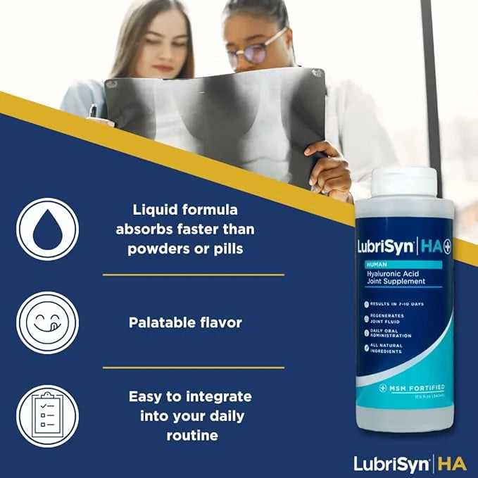 Lubrisyn HA with MSM - Proprietary Vegan Joint Relief Edible Supplement Made in USA for Humans - 30 Day Supply of Liquid H...