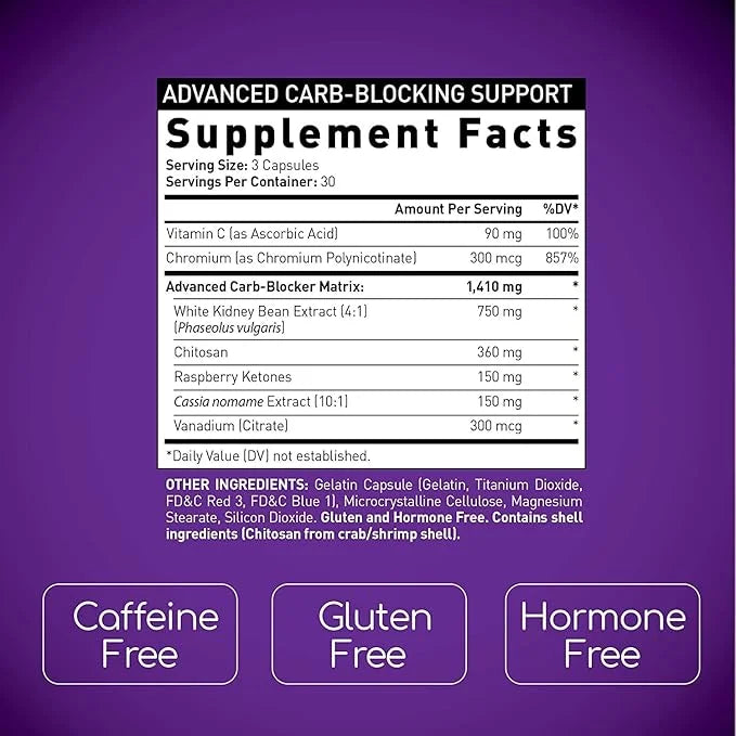 BioGenetic Labs Carb Blocker X7 - White Kidney Bean Cheat Pill - Keto-Friendly - Carb Blocker Pills for Women and Men - Ap...