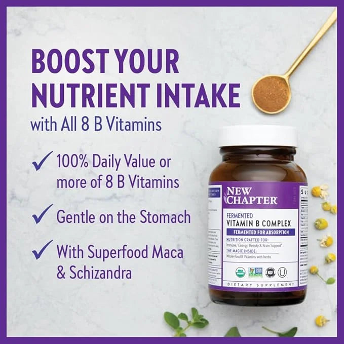 New Chapter Vitamin B Complex, Fermented 100% Vegan, 60 Count