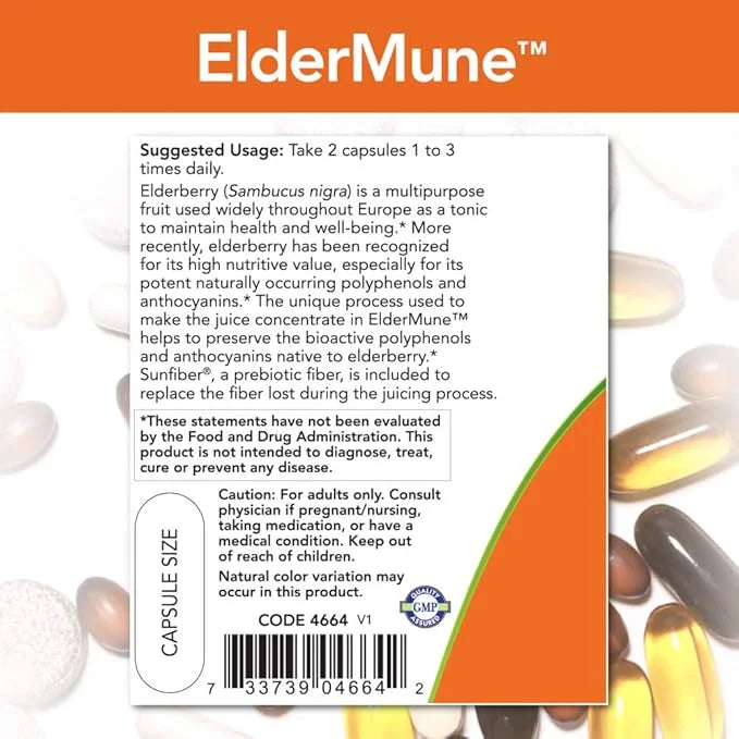 NOW Supplements, ElderMune 65:1 Elderberry Juice 90 Veg