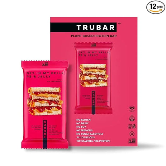 TRUBAR Vegan Protein Bar, Get In My Belly Pb & Jelly, Gluten Free, Plant Based, High Fiber, Dairy Free, Low Fat, Non GMO, ...