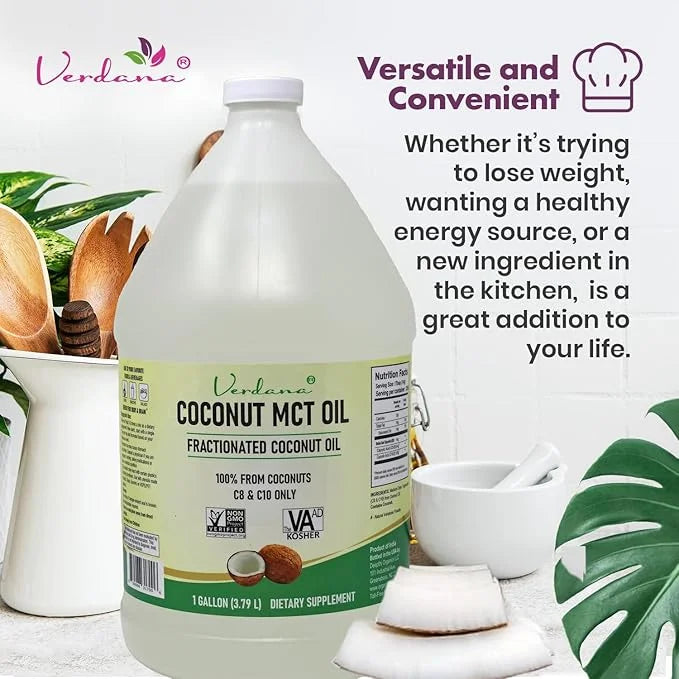 Verdana Coconut MCT Oil, Fractionated, Genuine 100% Coconut Derived, Kosher Food Grade, Vegan, NON-GMO, Great for Keto and...