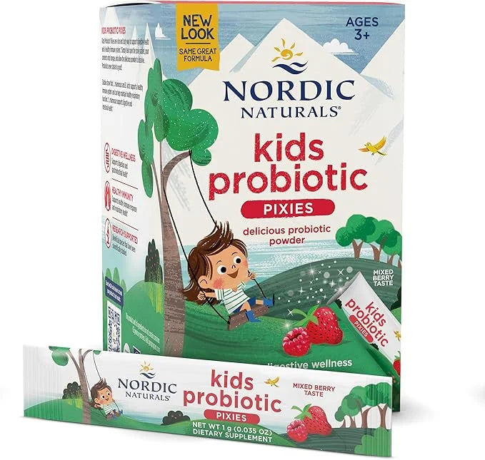 Nordic Naturals Kids Probiotic Pixies, Mixed Berry 30 Packets 3 Billion 30 Servings