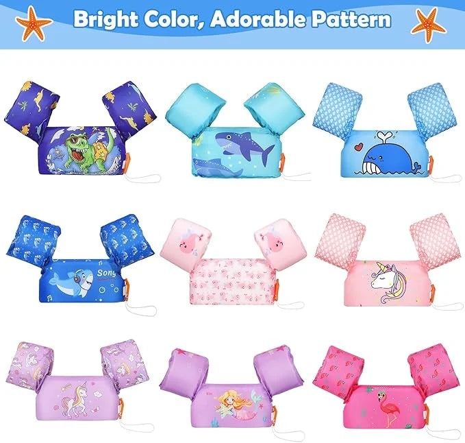 Moko Toddler Swim Vest for Kids, 20-50 lbs/22-66 lbs Clearance Swim Arm Band Cartoon Swimming Wings Pool Float Vests Sleev...