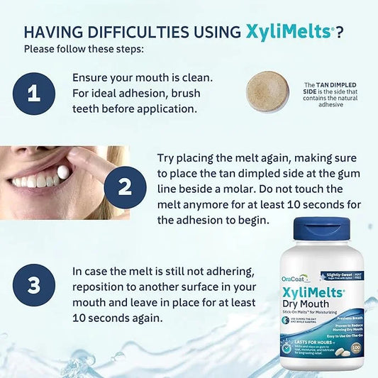 OraCoat XyliMelts Dry Mouth Relief Moisturizing Stick-On-Melts w/Xylitol, 100 Count, Slightly Sweet, Helps Stimulates Sali...