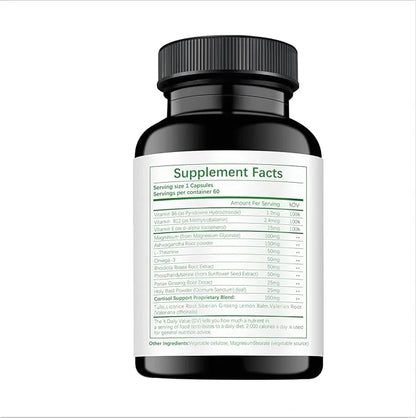 Cortisol Support Supplement with Magnesium Glycinate, L-Theanine, Ashwagandha, Phosphatidylserine,Rhodiola Rosea 15-in-1 H...