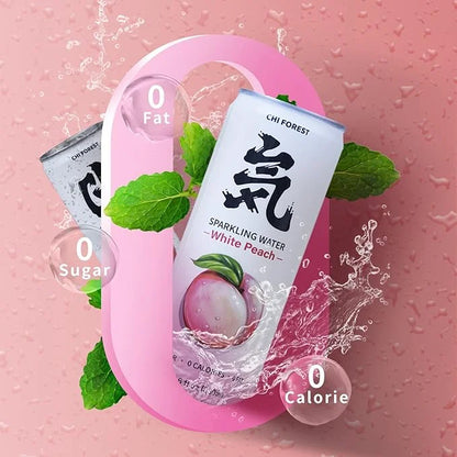 Chi Forest Sparkling Water,Caffeine free,Gluten free,Vegan,0 sugar,0 calories,White Peach Flavor,11.16 Fl oz,24 Cans - Pro...