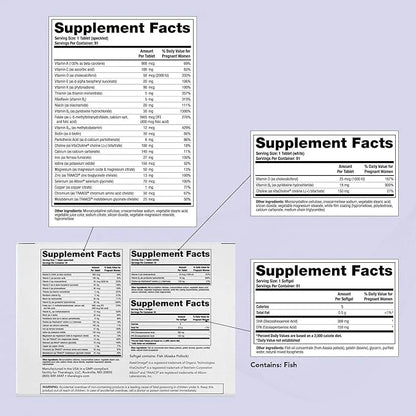 Theralogix TheraNatal Complete Prenatal Vitamin Supplement 91-Day Supply D3, Folate, B6 & 182 Tablets 91 Softgels