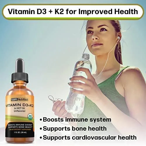 MAX Absorption, Vitamin D3 + K2 (MK-7) Liquid Drops with MCT Oil, Unflavored, Helps Support Strong Bones and Healthy Heart...