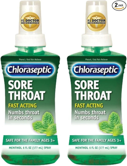 Chloraseptic Sore Throat Spray, Menthol, 6 2)