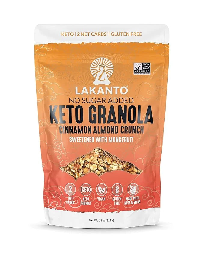 Lakanto Cinnamon Almond Crunch Granola - Delicious Snack, Quick Breakfast Cereal, Keto Friendly, Monk Fruit Sweetener, No ...