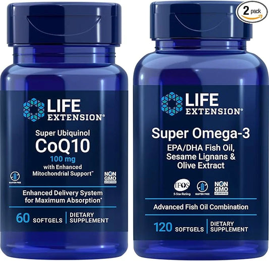 Life Extension Super Ubiquinol Coq10, 100 60 Softgels Omega-3 Epa/dha 120 Softgels