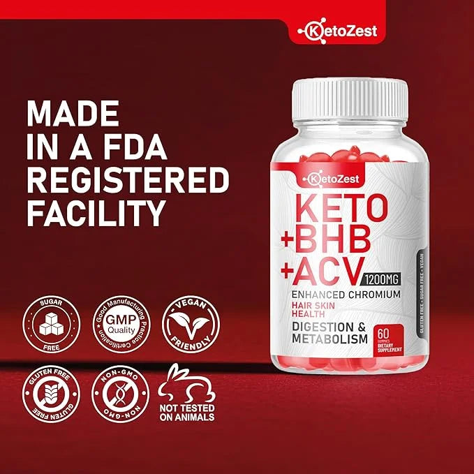 Organic Keto ACV BHB Gummies - Apple Cider Vinegar with The Mother Supplement - Vitamin D3 Zinc Beetroot Pomegranate Chrom...