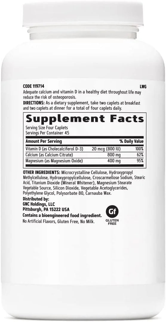 GNC Calcium Citrate Plus Magnesium & D-3 800mg 800mg | 180 Count