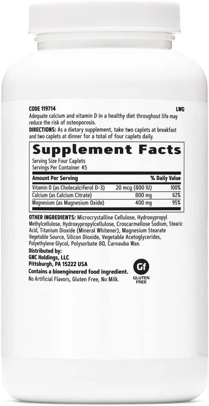 GNC Calcium Citrate Plus Magnesium & D-3 800mg 800mg | 180 Count