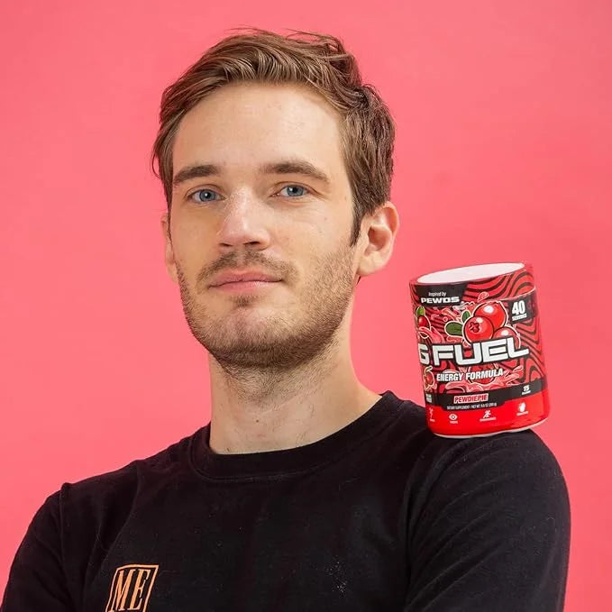 G Fuel PewDiePie Energy Drink Powder, Pre Workout Caffeine Mix for Gaming, Sugar Free Focus Amino, Vitamin + Antioxidants,...