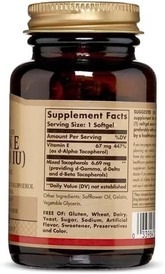 Solgar Vitamin E 67 mg (100 IU), 100 Mixed Softgels - Natural Antioxidant, Skin & Immune System Support - Naturally-Source...