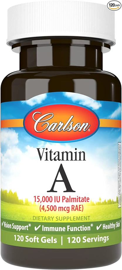 Carlson - Vitamin A, 15000 IU (4500 mcg 120 Softgels