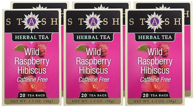 Stash Tea Wild Raspberry Hibiscus Herbal Tea - Naturally Caffeine Free, Non-GMO Project Verified Premium Tea with No Artif...